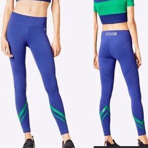 Tory Burch Blue/Green Chevron Leggings Activewear Bottoms Size XS